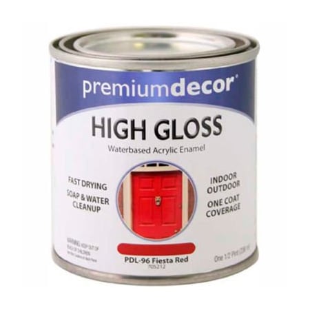 General Paint Interior/Exterior Paint, Gloss, Fiesta Red, 1/2 Pint 705212